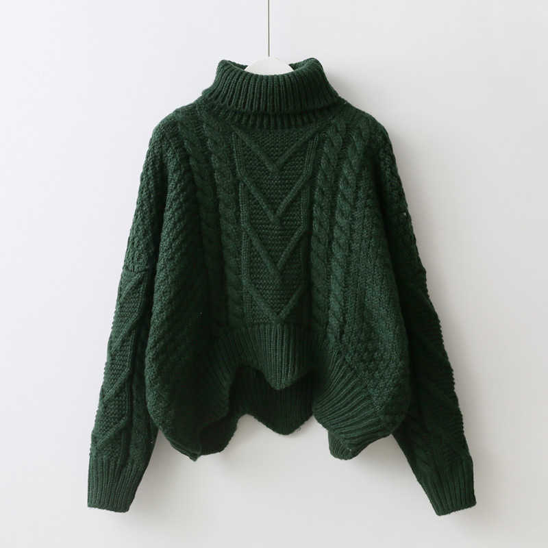 H.SA Women Turtleneck Sweater And Pullovers Spring Winter Harajuku Tops Thick Warm Crop Sweaters Jumpers Twisted Pull Femme 210716