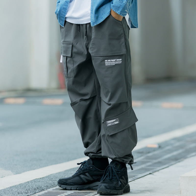 pants trousers multi pocket overalls men's fashion brand elastic waist with drawstring hems loose straight casual, Black
pants trousers multi pocket overalls men's fashion brand elastic waist with drawstring hems loose straight casual, Black
