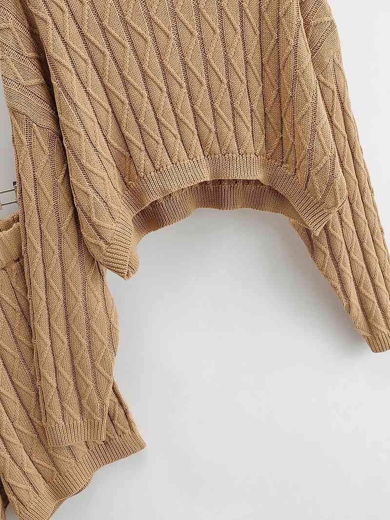 Nomikuma Knitted Causal Women 2pieces Sets Long Sleeve O-neck Crop Top Sweater + High Waist Shorts Korean Plaid Outfits 6C758 210427