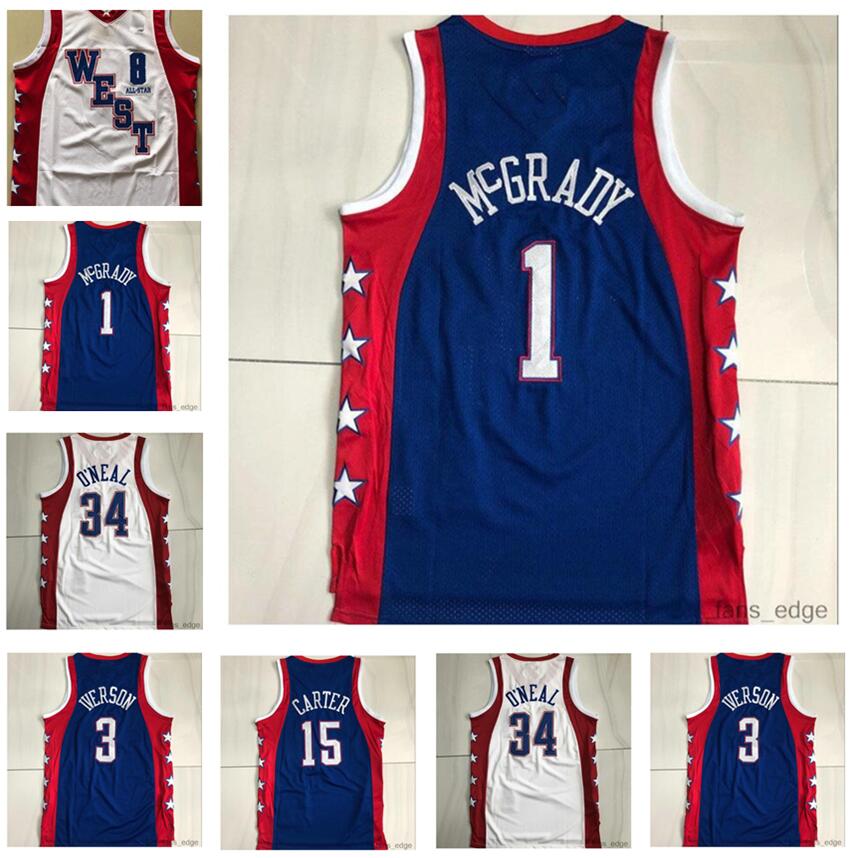 Authentic Stitched 2004 All-Star Tracy 1 McGrady Vince 15 Carter Mitchell & Ness Hardwoods Allen 3 Iverson Swingman Basketball Jerseys, Red
Authentic Stitched 2004 All-Star Tracy 1 McGrady Vince 15 Carter Mitchell & Ness Hardwoods Allen 3 Iverson Swingman Basketball Jerseys, Red