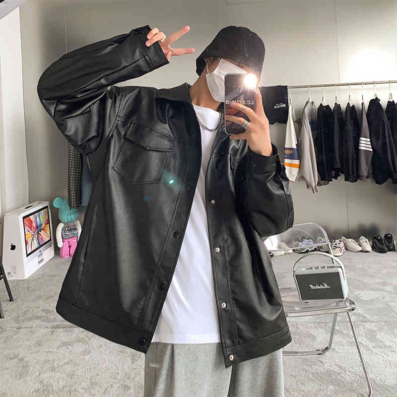 men's leather & faux jacket from the fake washed men's vintage to korean fashion streetwear oversized teen harajuku plutonium clot, Black
men's leather & faux jacket from the fake washed men's vintage to korean fashion streetwear oversized teen harajuku plutonium clot, Black