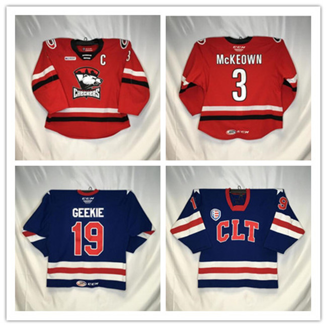 Custom #19 Morgan Geekie Jersey 2019-20 Charlotte Checkers Night of Champions #3 Roland McKeown CCM AHL Hockey Jerseys Or Any Name Number, Red
Custom #19 Morgan Geekie Jersey 2019-20 Charlotte Checkers Night of Champions #3 Roland McKeown CCM AHL Hockey Jerseys Or Any Name Number, Red