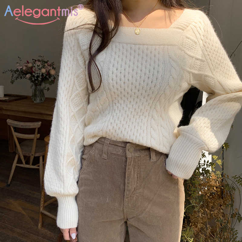 Aelegantmis Twist Square Collar Sweater Women Vintage Lantern Sleeve Sweet Sexy Knitted Pullover Loose Elegant Korean Jumpers 210607, Beige
Aelegantmis Twist Square Collar Sweater Women Vintage Lantern Sleeve Sweet Sexy Knitted Pullover Loose Elegant Korean Jumpers 210607, Beige