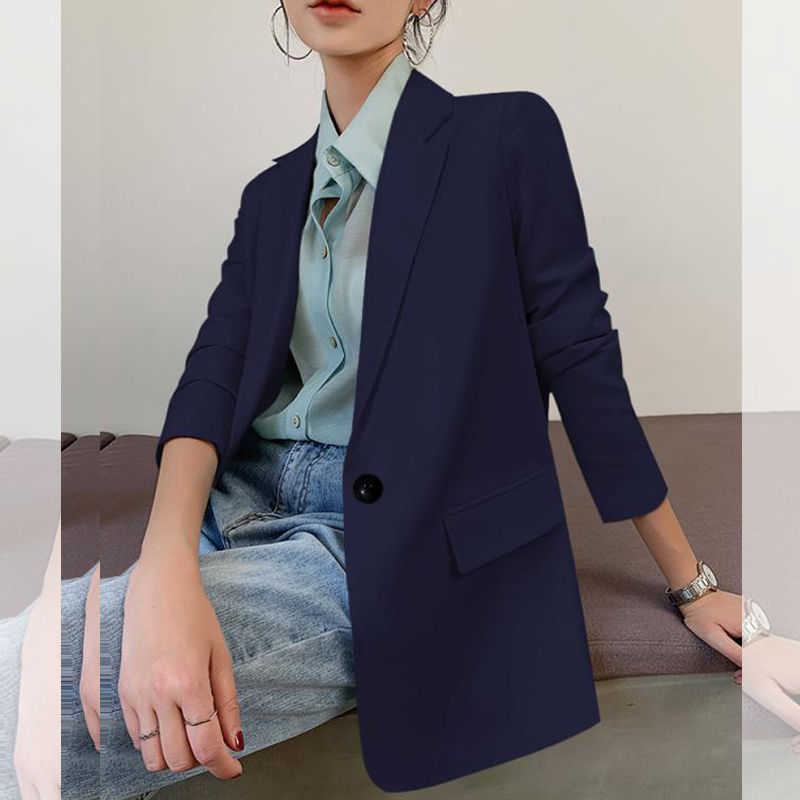 PEONFLY Fashion Women White Blazer Long Sleeve Korean Style Loose Female Office Ladies Arrival Autumn Outwear 210930
