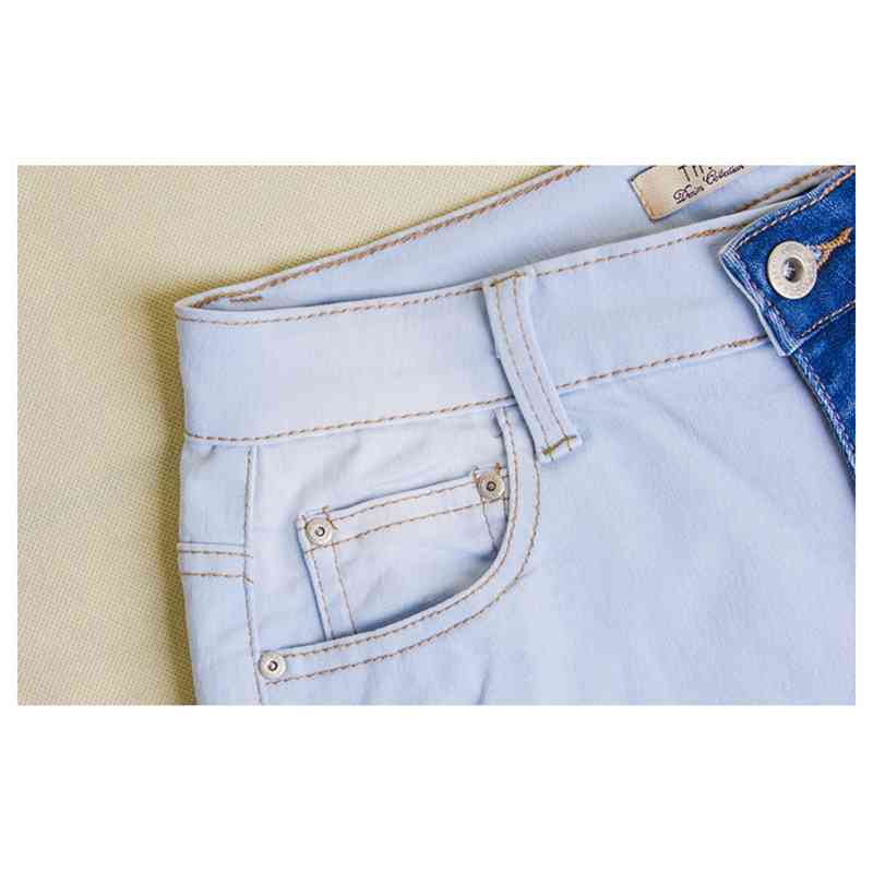 LOGAMI Skinny Ripped Jeans Woman Contrast Color Slim Jeans For Women Denim Pants Plus Size 4XL 210616