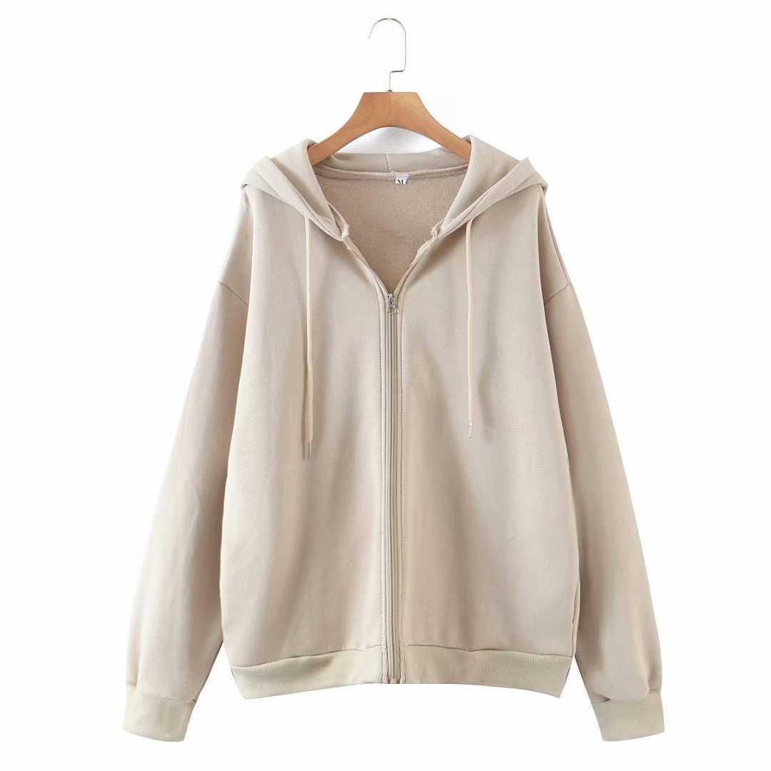 Autumn / Winter Loose Solid Color Zipper Hooded Long Sleeve Sweateshirt Women' Oversized Tops 210607, Beige
Autumn / Winter Loose Solid Color Zipper Hooded Long Sleeve Sweateshirt Women' Oversized Tops 210607, Beige