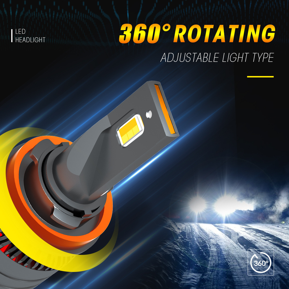 K9 Tri-color Car LED Light High and Low Beam Brittleness Headlight Color Changing Lamp H7 H4 Led Lighting 8000LM