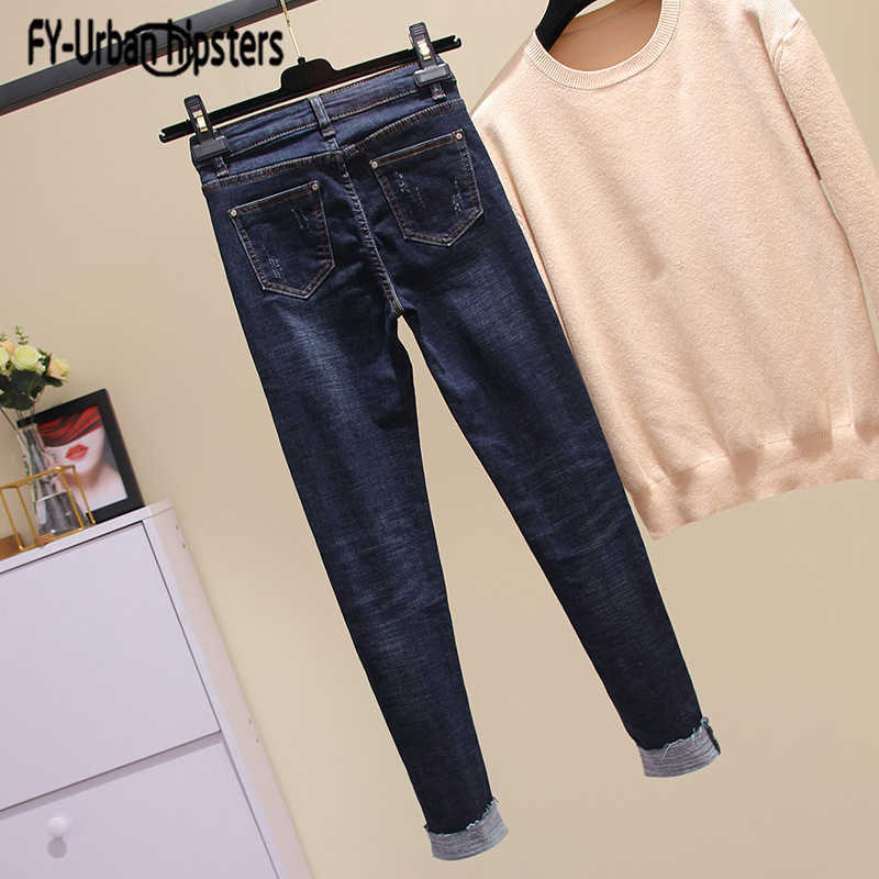 slim elastic jeans Pencil woman Cuffs Heartshaped patch women fashion mid waist feminina AnkleLength Pants 210922