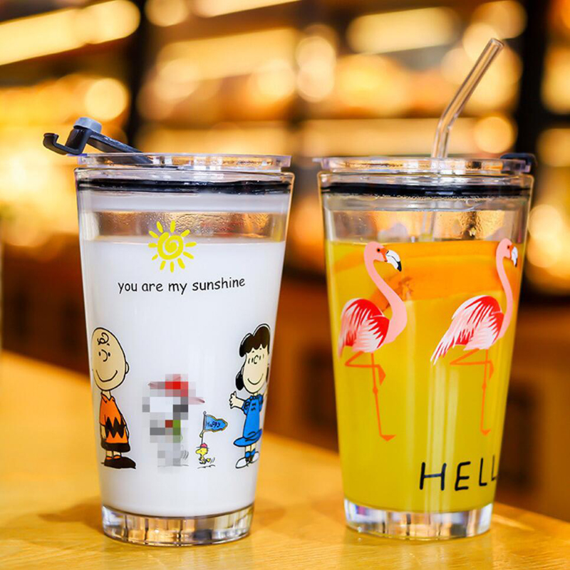 Fashion Sublimation Blanks Heat-Resistant Glass Water Bottle Cartoon Stickers 401ML-500ML 5 Colors With Transparency Cover And Drinking Straw
Fashion Sublimation Blanks Heat-Resistant Glass Water Bottle Cartoon Stickers 401ML-500ML 5 Colors With Transparency Cover And Drinking Straw