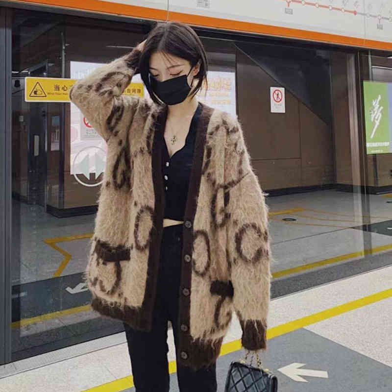 2021 Spring g Family Mohair Knitted Cardigan Coat Women's Autumn Winter New Sweater Loose and Lazy Style, Black;brown
2021 Spring g Family Mohair Knitted Cardigan Coat Women's Autumn Winter New Sweater Loose and Lazy Style, Black;brown