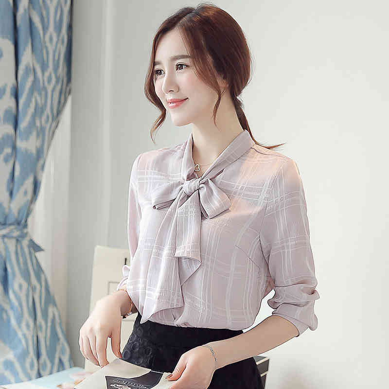 arrived spring blouse Women Long-sleeved female chiffon clothing office lady fashion loose bottoming tops D398 30 210506