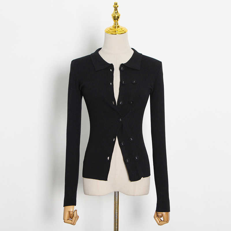 TWOTYLE White Knitted Cardigans Female V Neck Long Sleeve One Size Slim Sweater For Women Fashion Clothing Fall 211011Z