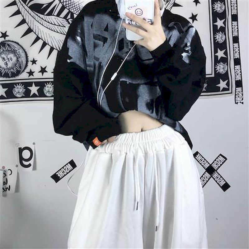 Wide leg pants women autumn winter Korean version Harajuku style retro white casual loose high waist elastic trousers 210526
