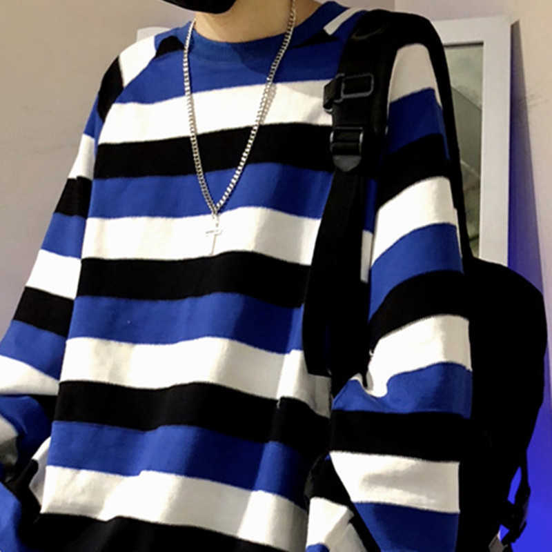 Ins fashion striped round neck loose long-sleeved sweatshirt autumn Harajuku street hip hop head casual female 210608, Blue
Ins fashion striped round neck loose long-sleeved sweatshirt autumn Harajuku street hip hop head casual female 210608, Blue