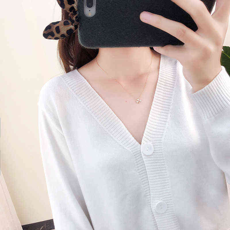 Cardigans Sweater Women Autumn Loose Ladies Knitted Cropped Female Sweaters Long Sleeve V neck Solid Chic Streetwear 211109