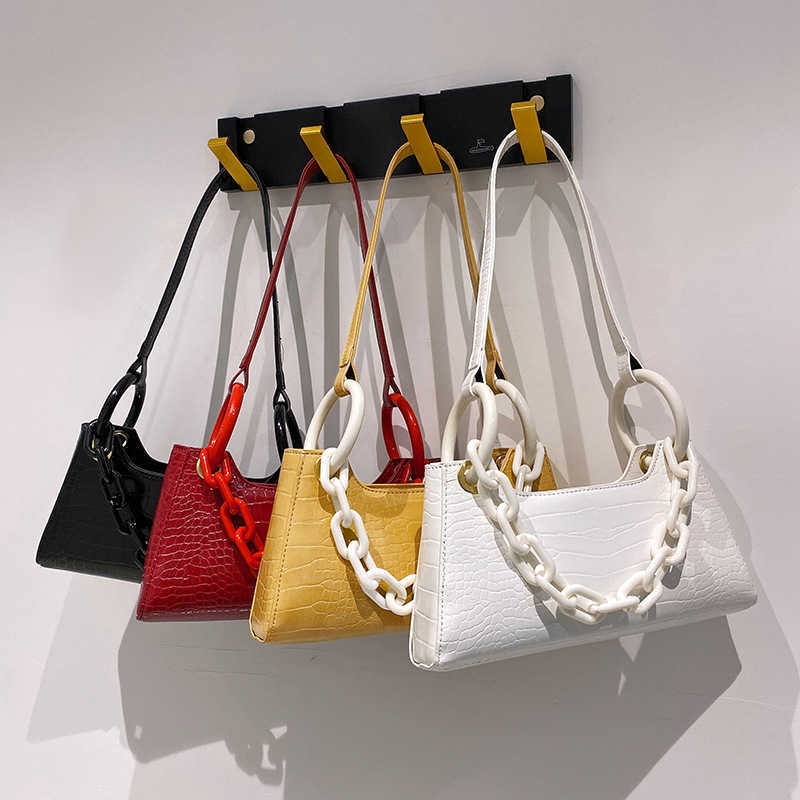 Women's 2020 new fashion underarm high sense niche design French stick chain strip one shoulder foreign style women's bag, White
Women's 2020 new fashion underarm high sense niche design French stick chain strip one shoulder foreign style women's bag, White