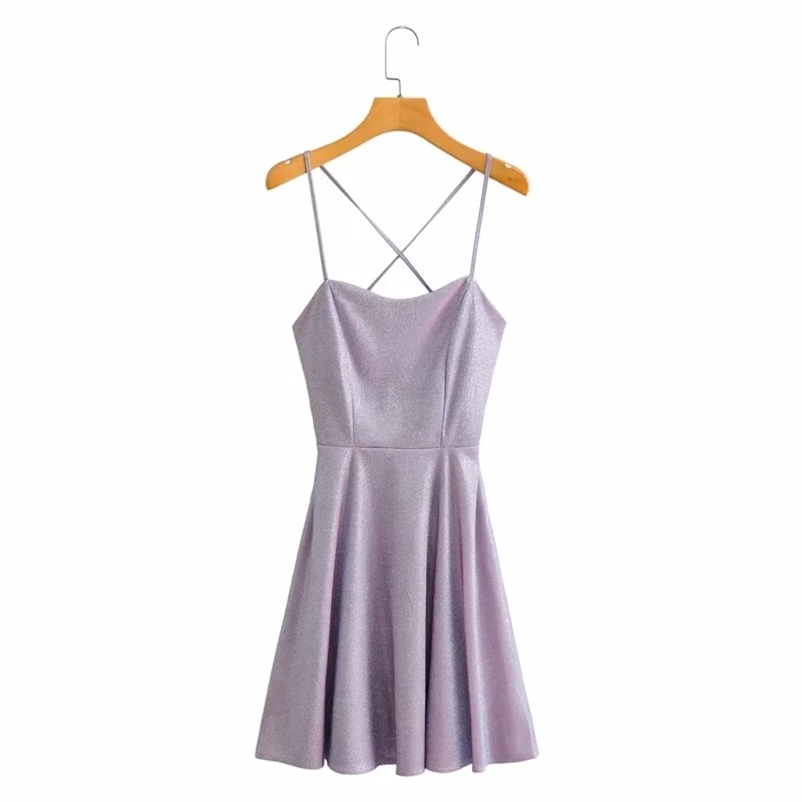 women shiny summer dress Fashion back hollow cross strap A-line pleated Party Date mini Sexy 210524, Lavender
women shiny summer dress Fashion back hollow cross strap A-line pleated Party Date mini Sexy 210524, Lavender