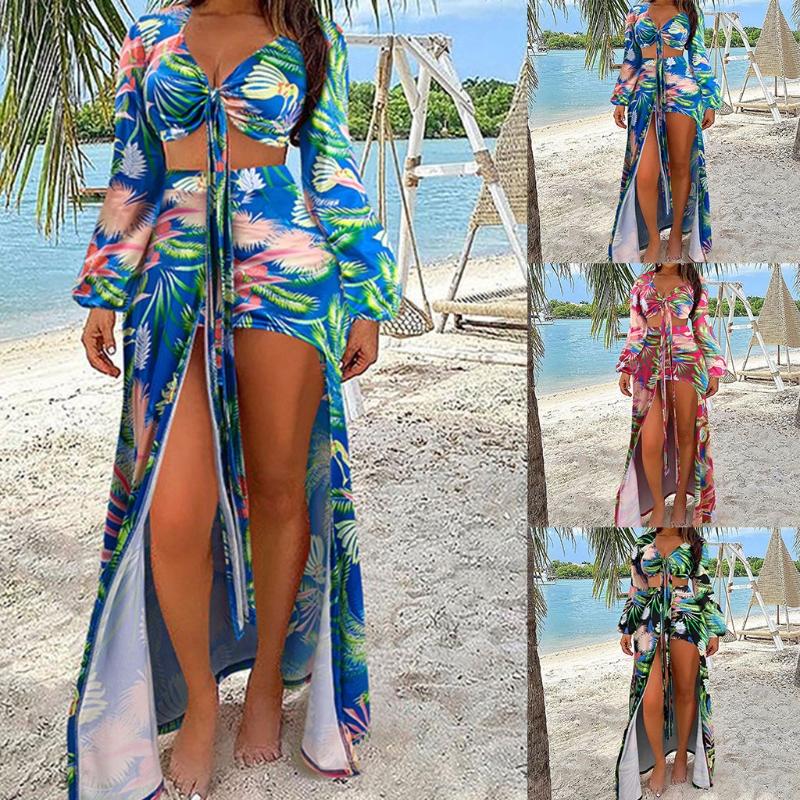 Women's Swimwear F62E Women Leaves Print 2pcs Bikini Swimsuit Set Puff Long Sleeve Crop Top Maxi Skirt
Women's Swimwear F62E Women Leaves Print 2pcs Bikini Swimsuit Set Puff Long Sleeve Crop Top Maxi Skirt