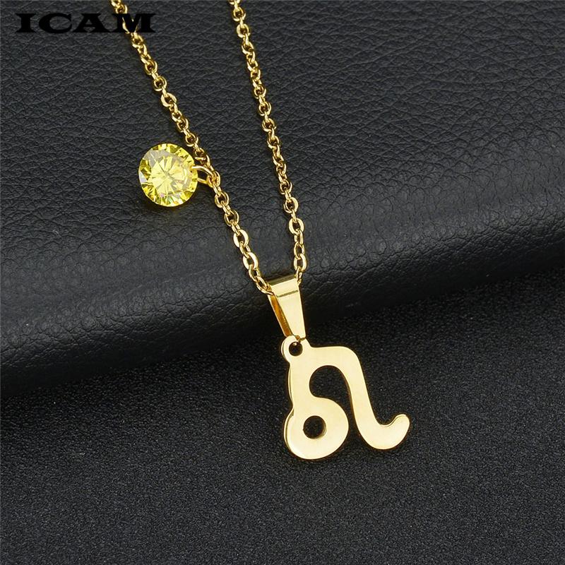 Pendant Necklaces ICAM 12 Zodiac Constellation Stainless Steel Necklace Simple Leo Crystal Clavicle Chain Sexy Couple Jewelry
Pendant Necklaces ICAM 12 Zodiac Constellation Stainless Steel Necklace Simple Leo Crystal Clavicle Chain Sexy Couple Jewelry