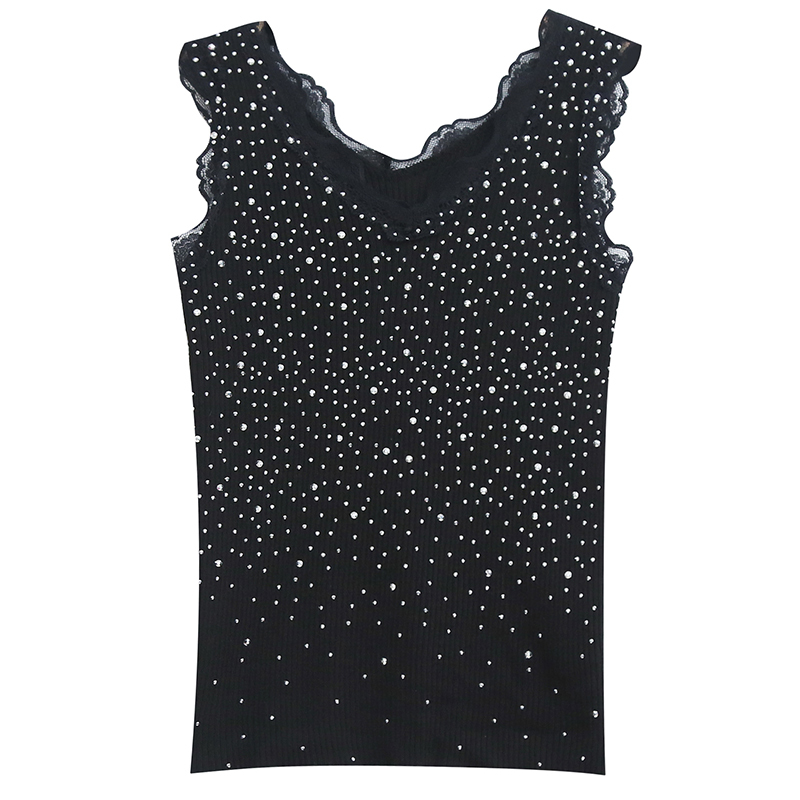 Casual V Neck Sleeveless Clothes Korean Women's Sexy Summer Tanks Tops Fashion Lace Patchwork Top Black White Clothing 8632 50 210506