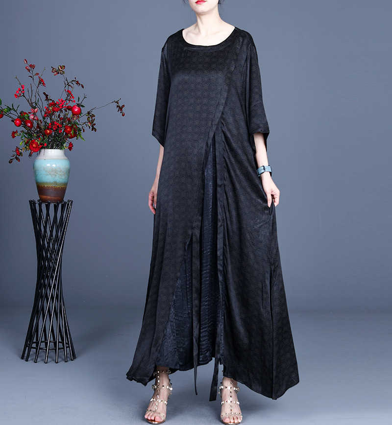 VANOVICH Summer Printed Dress Women Pluz Size Retro Casual Wild Short Sleeve Irregular Clothing 210615Z