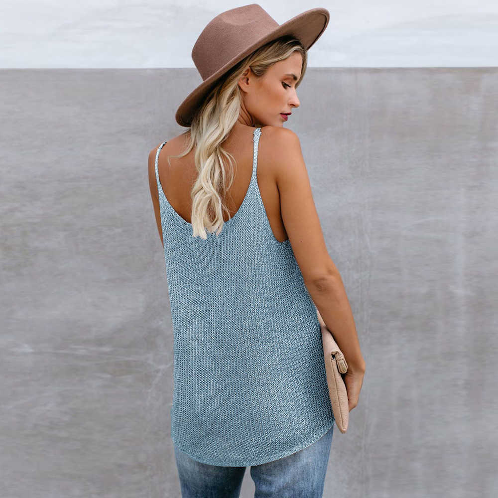 Fashion Crochet Color Block Loose Knitted Cami V-neck Tank Tops Sleeveless Sling Vest Women Beach Wear Swimsuit Cover Up Tunic 210625
