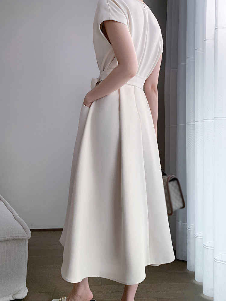 Elegant Slim Dress Women V-neck Short Sleeve Casual Midi Dress Office Lady Dress Korean Evening Party Summer Chic 210521