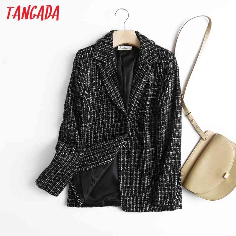 Women Plaid Female Long Sleeve Elegant Jacket Ladies Work Wear Blazer Suits 7L5 210416