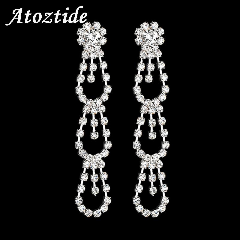 Dangle & Chandelier Atoztide Charm Clear Crystal Long Tassel Drop Earrings For Women Rhinesstone Hanging Water, Silver 
Dangle & Chandelier Atoztide Charm Clear Crystal Long Tassel Drop Earrings For Women Rhinesstone Hanging Water, Silver
