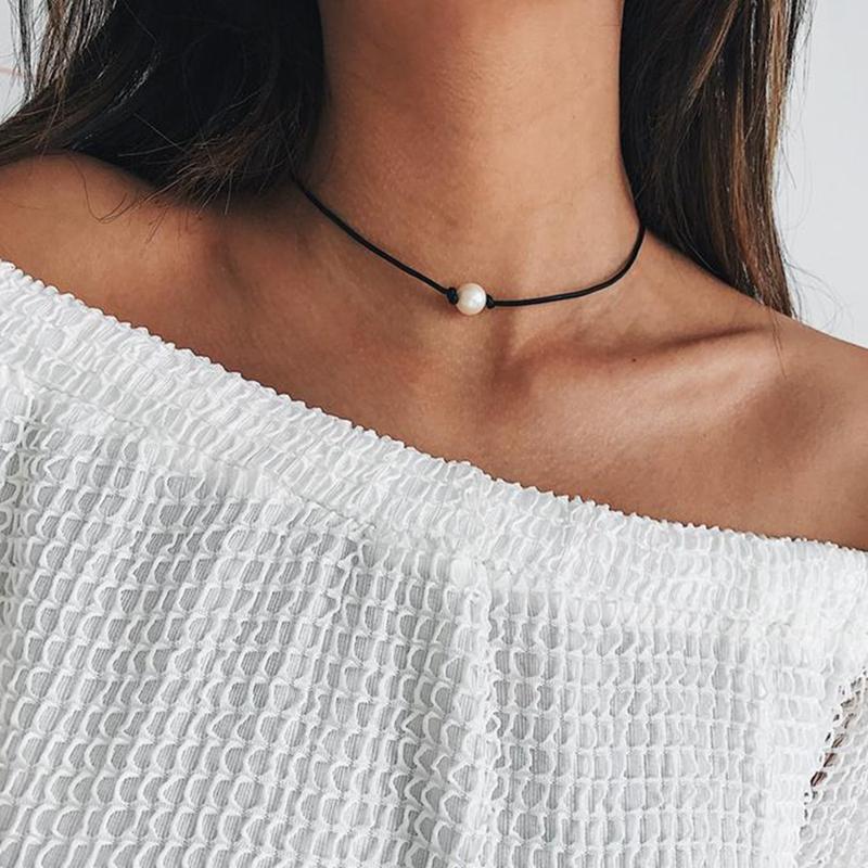 Chokers Pearl Decor Choker Necklace Faux Handmade Fake Leather Rope Chain Women Jewelry Accessories
Chokers Pearl Decor Choker Necklace Faux Handmade Fake Leather Rope Chain Women Jewelry Accessories