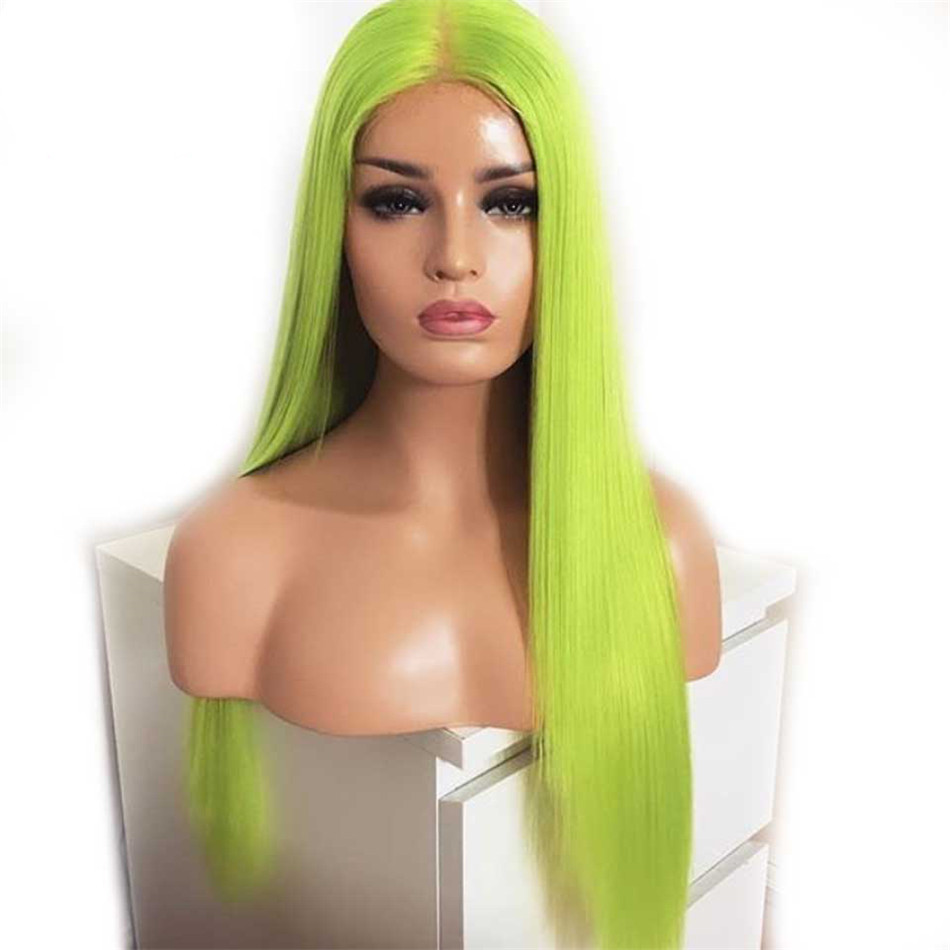Orange/Red/Green/Blue/Pink color Synthetic Wigs For American Women 13x4 Straight None Lace Front Wig Brazilian simulation Human Hair