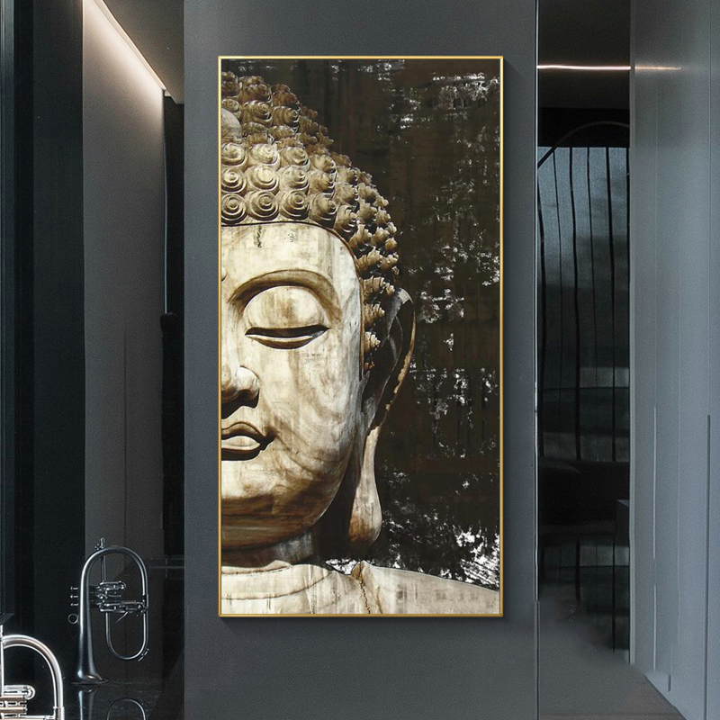 Wall Decoracion Buddha Head Poster Canvas Painting Black And White Gold Wall Art Pictures For Living Room Posters And Prints