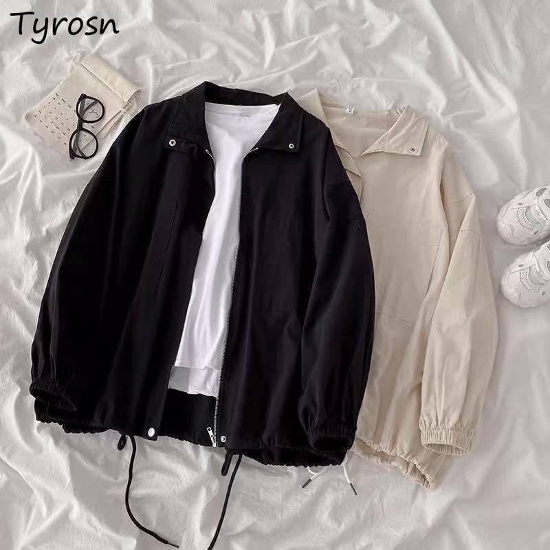 Women' Jackets Basic Women Lace-up Loose Turn-down Collar Harajuku All-match Tooling Coats Chic Zippers Long Sleeve Outwear Students BF, Black
Women' Jackets Basic Women Lace-up Loose Turn-down Collar Harajuku All-match Tooling Coats Chic Zippers Long Sleeve Outwear Students BF, Black