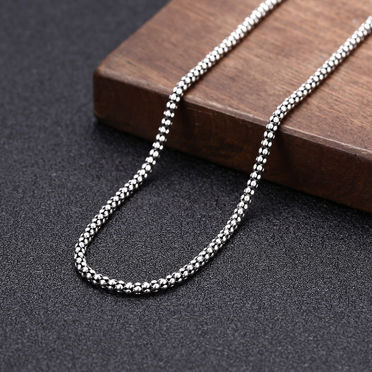 925 sterling silver ball link chain men's necklaces American European Hip-hop handmade designer punk gothic antique luxury jewelry accessories gi