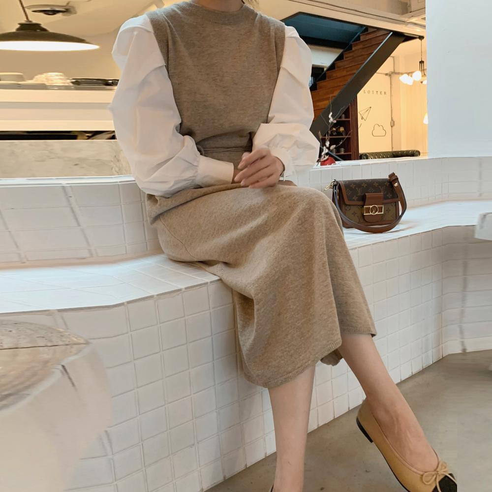 Fashion Women Bodycon Patchwork Maxi Dress Bandage Autumn Winter Chic Korean Knitted Dresses Female Slim Vestidos 210506