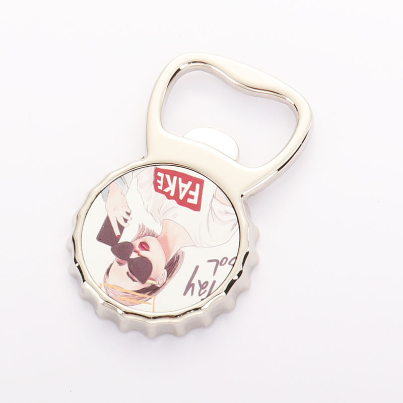 Personalized Bottle Cap-Shaped Opener Sublimation Fridge Magnet Zinc Alloy Blank DIY Wine Openers Festival Party Beer Corkscrew