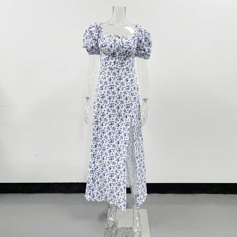 Glamm Lady Floral Print Casual Midi Sexy Party Dresses For Womens Strapless Autumn Summer Club Bodycon Puff Vestidos 210623