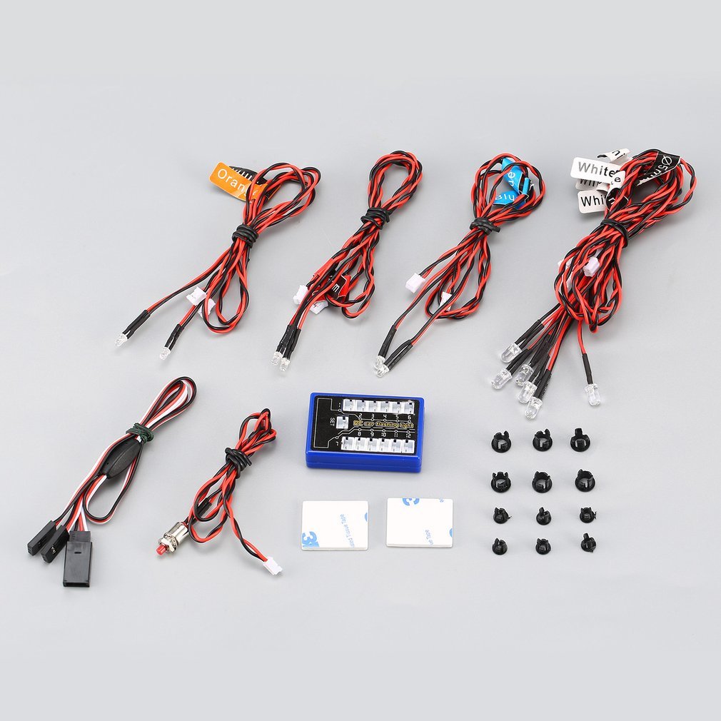 12 Ultra Led Blinker Hero Light Strobe lamps Kit System For 1/10 1/8 Rc Drift Hsp Tamiya CC01 4WD Axial SCX10 Rc Car Truck