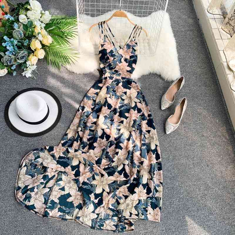 Bohemian Holiday Dress Cross Sling Backless Flower Printted Seaside Swing Long Summer Women 210525, Gray
Bohemian Holiday Dress Cross Sling Backless Flower Printted Seaside Swing Long Summer Women 210525, Gray