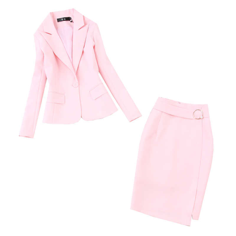 Women's skirt suit office occupation professional wear interview Spring and autumn slim pink jacket blazer Slim high waist 210527
Women's skirt suit office occupation professional wear interview Spring and autumn slim pink jacket blazer Slim high waist 210527