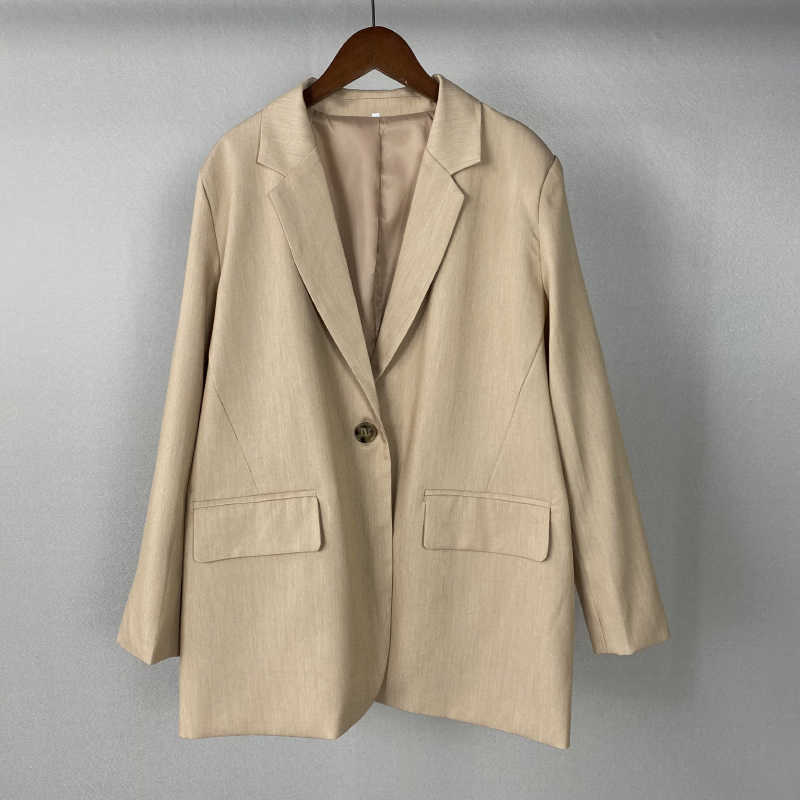 Msfancy Fashion Black Blazer Suit Plus Size Tailleur Femme Single Button Oversized Casual Jacket 210930