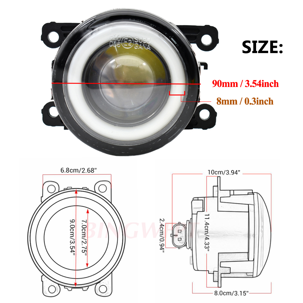 fog light with for Subaru Forester 2013-2018 2 pcs Front Bumper Lamp Styling Angel Eye LED Lens 12v H11