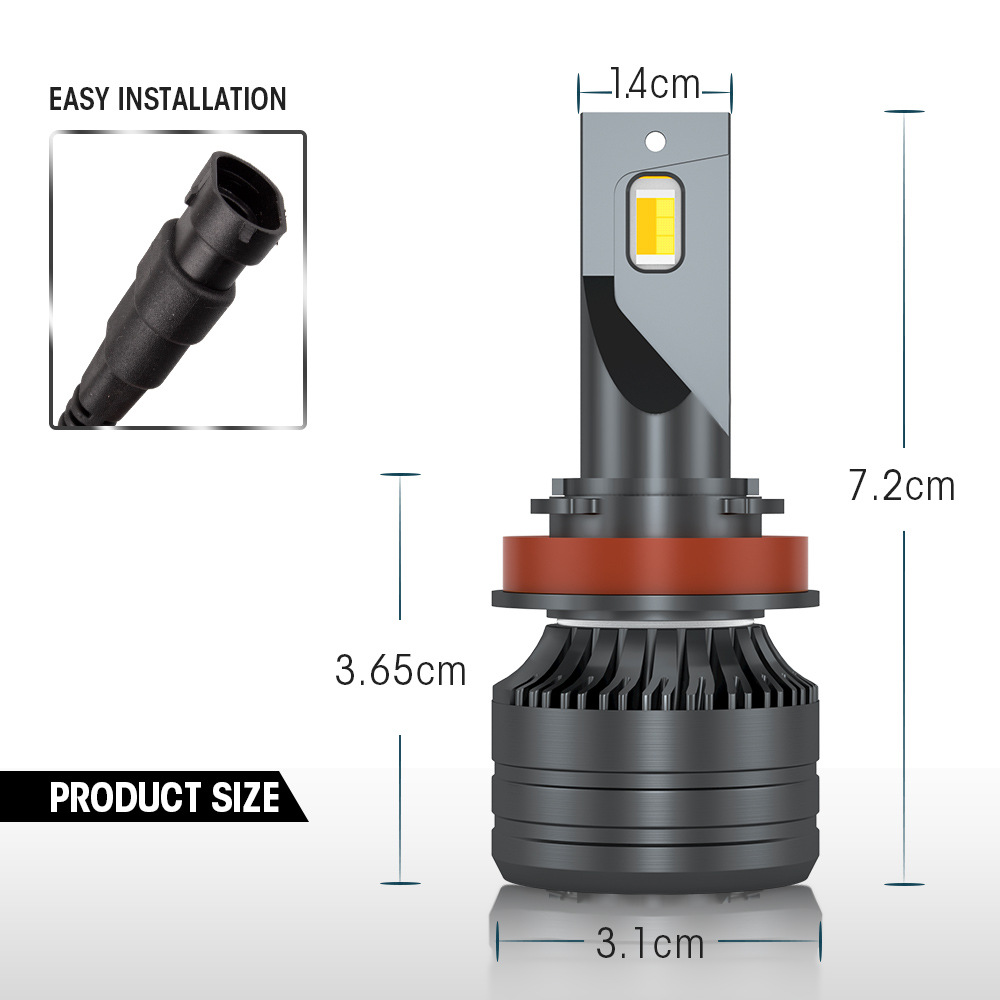 K9 Tri-color Car LED Light High and Low Beam Brittleness Headlight Color Changing Lamp H7 H4 Led Lighting 8000LM