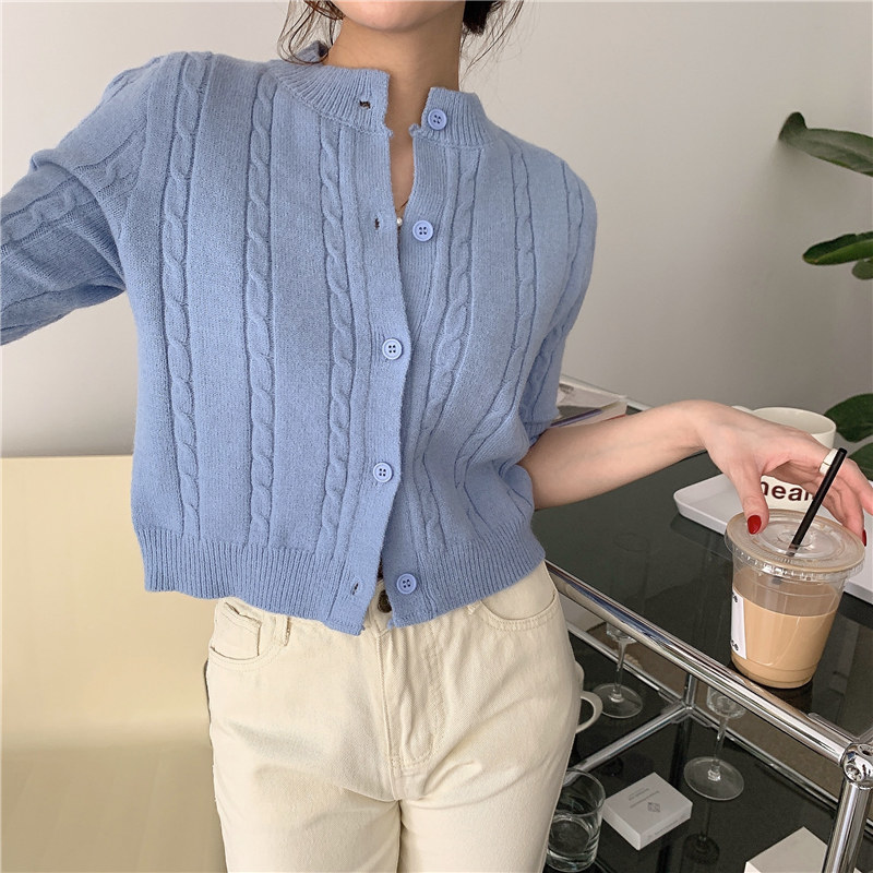 Comelsexy Lady OL Summer Solid All Match Short Sleeves Coats High Waist Knitted Cardigans Thin Women Fashion Sweaters 210515