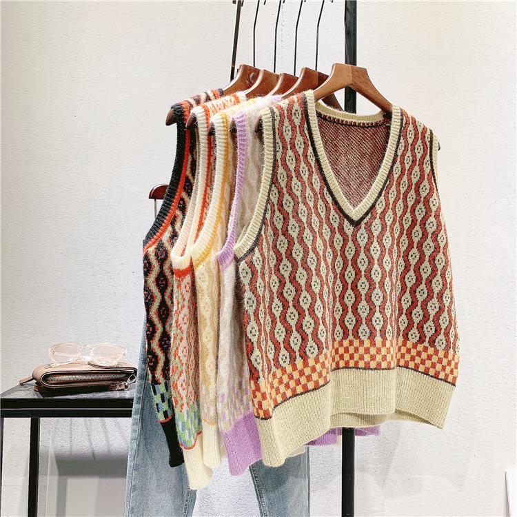 Women's Sweaters Autumn Casual Waistcoat Geometric Pattern V-neck Sleeveless Sweater Vest, Brown
Women's Sweaters Autumn Casual Waistcoat Geometric Pattern V-neck Sleeveless Sweater Vest, Brown