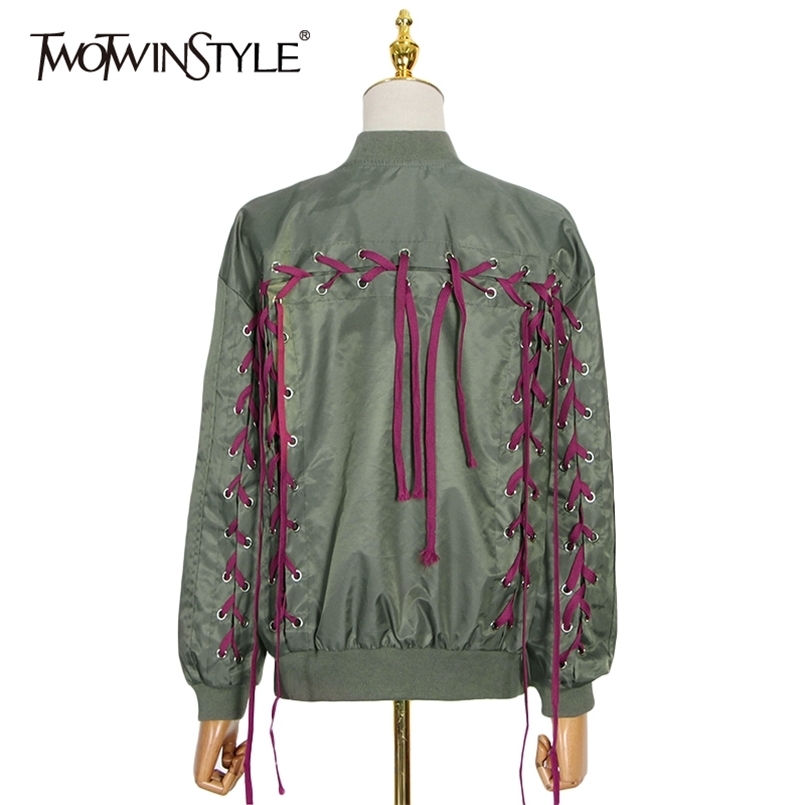 Hit Color Bandage Jacket For Women Stand Collar Long Sleeve Casual Streetwear Jackets Female Fashion Clothing 210524, Armygreen
Hit Color Bandage Jacket For Women Stand Collar Long Sleeve Casual Streetwear Jackets Female Fashion Clothing 210524, Armygreen