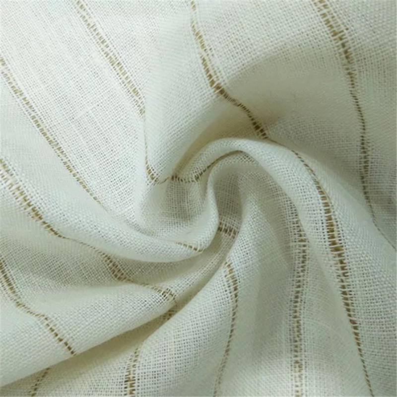 

L2801 Pure Linen 100% Linen Fabric 140 cm Width 175 gsm Beige white blue Stripe Colors sewing fabric for pants 10 m sample test