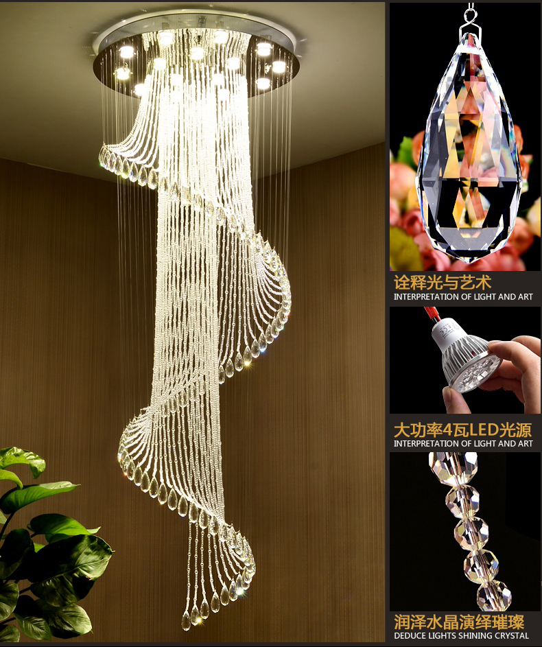 American K9 Crystal Chandeliers LED Modern Chandelier Lights Fixture European Hotel Lobby Parlor Hall Villa Stairway Home Indoor Lighting Dia120cm