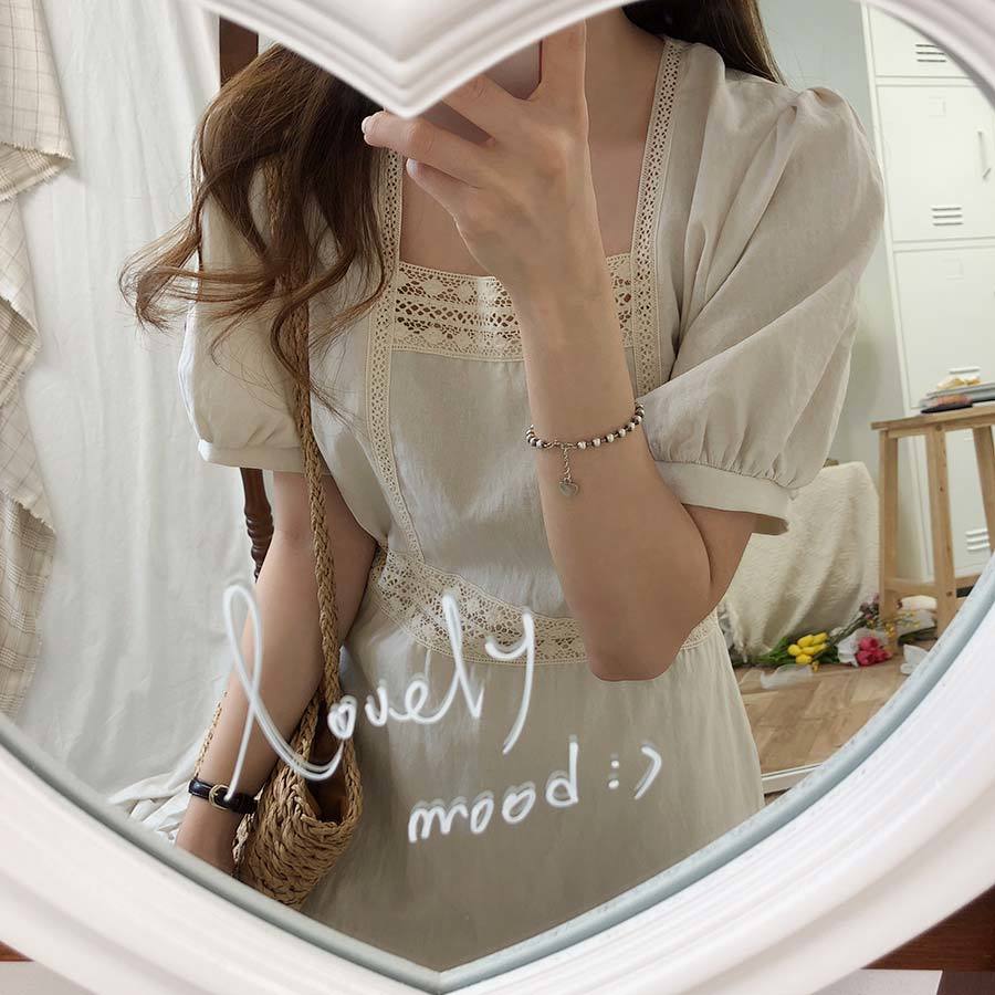 Plus size Summer Girls Boho Party Cotton Linen Female Vintage Dress Blue Short Sleeve Women Dresses Femme Vestido 210417Z