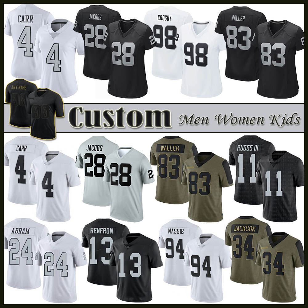 Las 28 Josh Jacobs 98 Maxx Crosby Vegas Custom Men Women Kids Football Jersey 4 Derek Carr 83 Darren Waller 13 Hunter Renfrow Carl Nassib Marcus Mariota Charles Woodson, Shown
Las 28 Josh Jacobs 98 Maxx Crosby Vegas Custom Men Women Kids Football Jersey 4 Derek Carr 83 Darren Waller 13 Hunter Renfrow Carl Nassib Marcus Mariota Charles Woodson, Shown